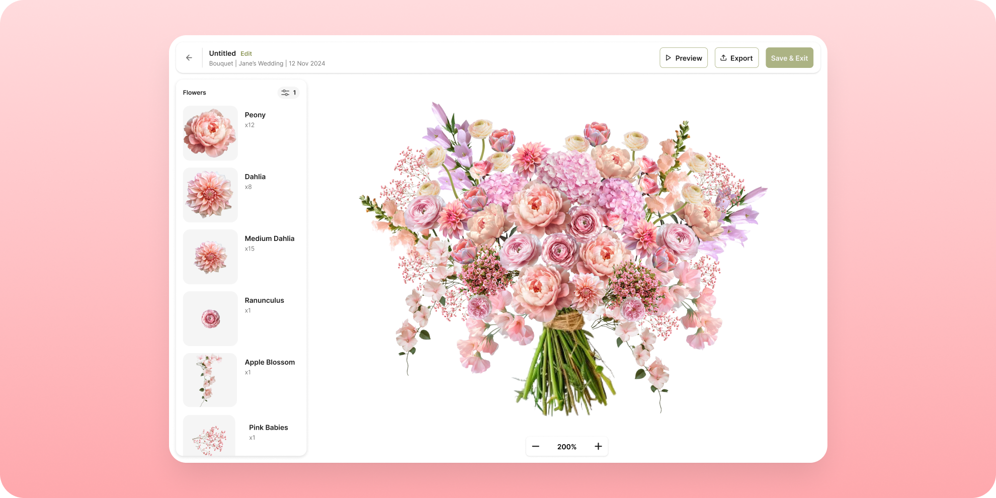 BloomVision bouquet-design workspace