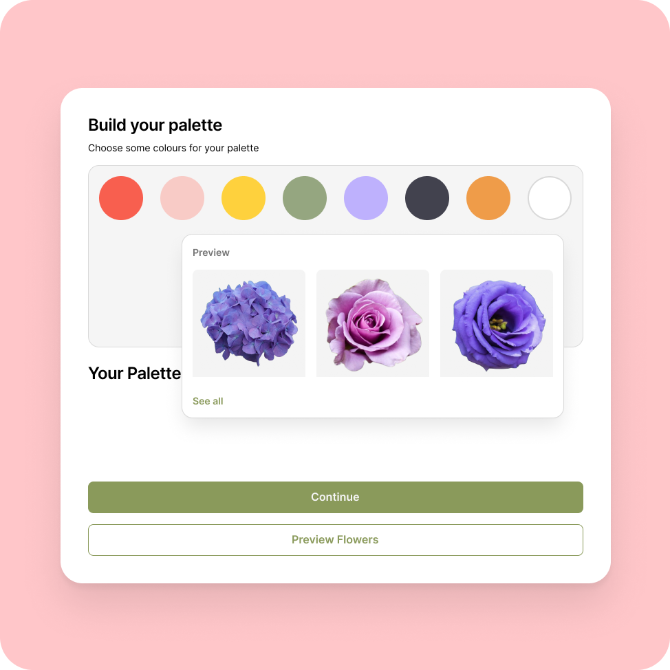 BloomVision palette-building interface