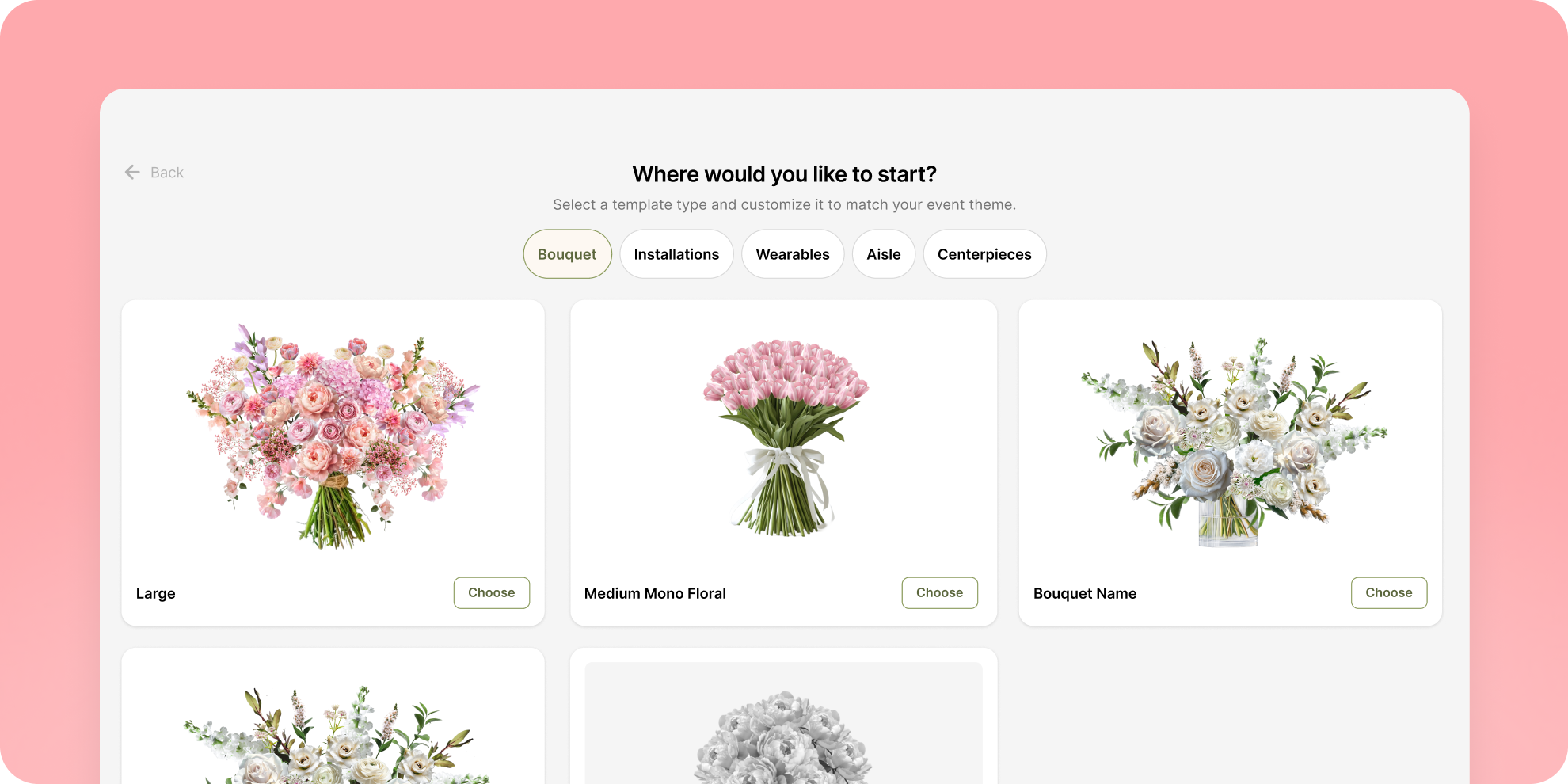 BloomVision template selection screen