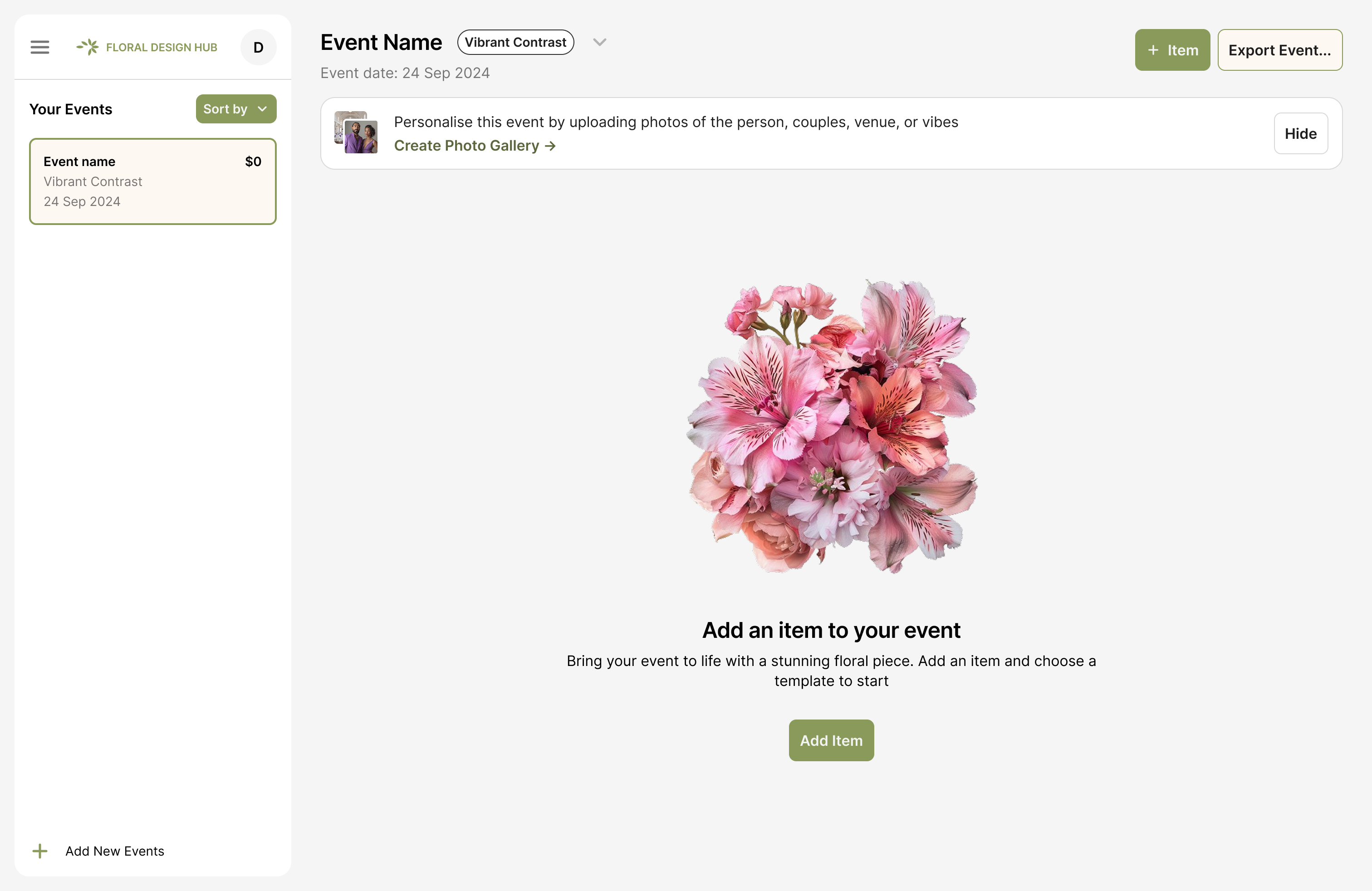 BloomVision event project with no gallery
