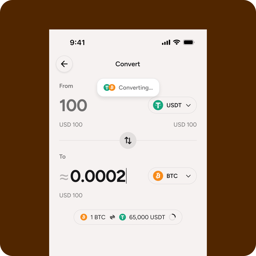Cashi conversion processing screen