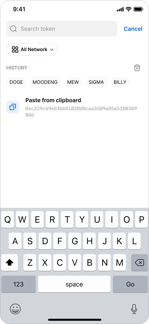 Token Radar search empty state